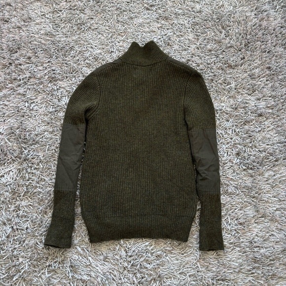 Schott Bros Sweater Wool Patch Fisherman Knit Green/Military Sz Small - Picture 4 of 10